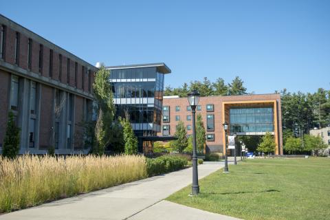 The Ely Campus Center with University Hall in the background