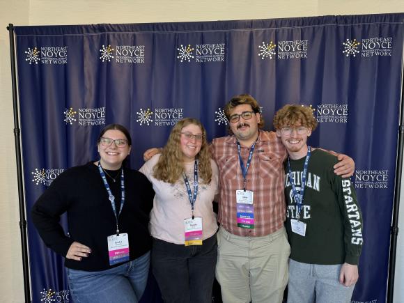  Jessica Peitzsch ’24, Maddie Boyer ’24, Aiden Robert ’24, and Kyle Morandi ’24 at the 2024 NOYCE conference.