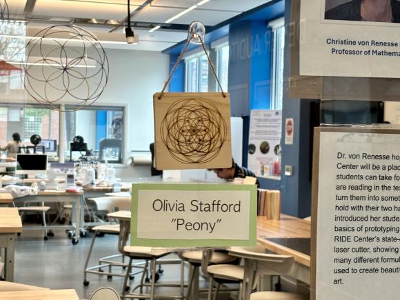 Sign outside the RIDE Center for a math explorations class.