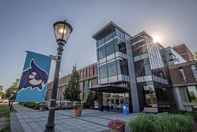 Sunset outside the Ely Campus Center