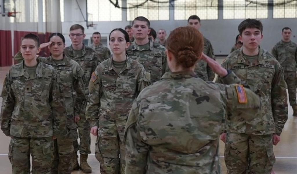 ROTC group photo featuring cadets in uniform.